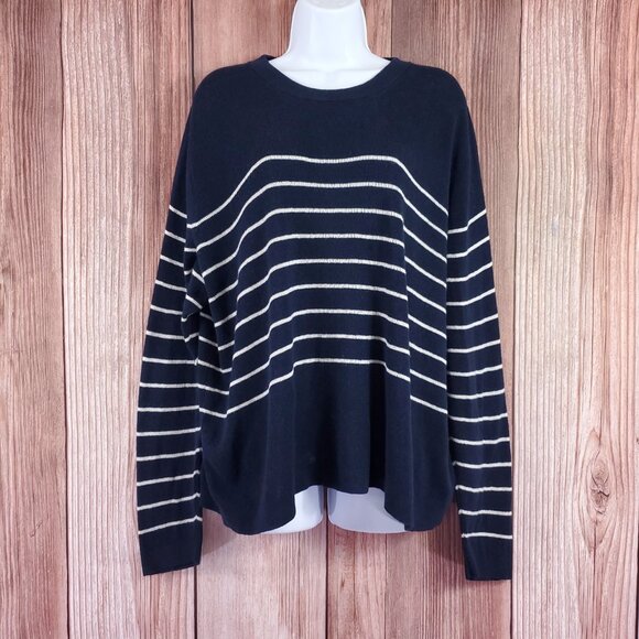 Nili Lotan Target Womens 1X Striped Crewneck Pullover Cashmere Blend Sweater - Picture 1 of 15